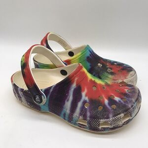 Crocs Tie-Dye Clogs Men's 5 - Women's 7 Bright Colored Slip On Comfort Shoes
